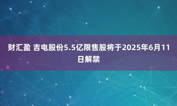 财汇盈 吉电股份5.5亿限售股将于2025年6月11日解禁